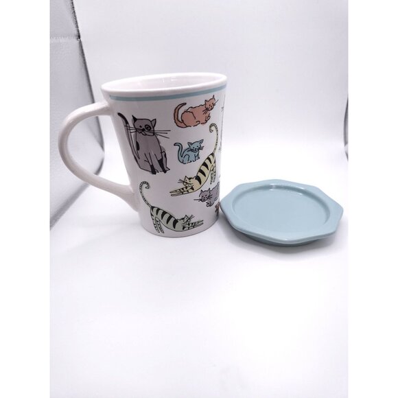 Signature Housewares Cat-Themed Stoneware Mug With Lid Dishwasher & Microwave - Picture 10 of 10